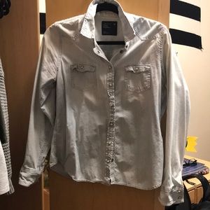 AE Denim Top Light Blue Size Large Barely Worn